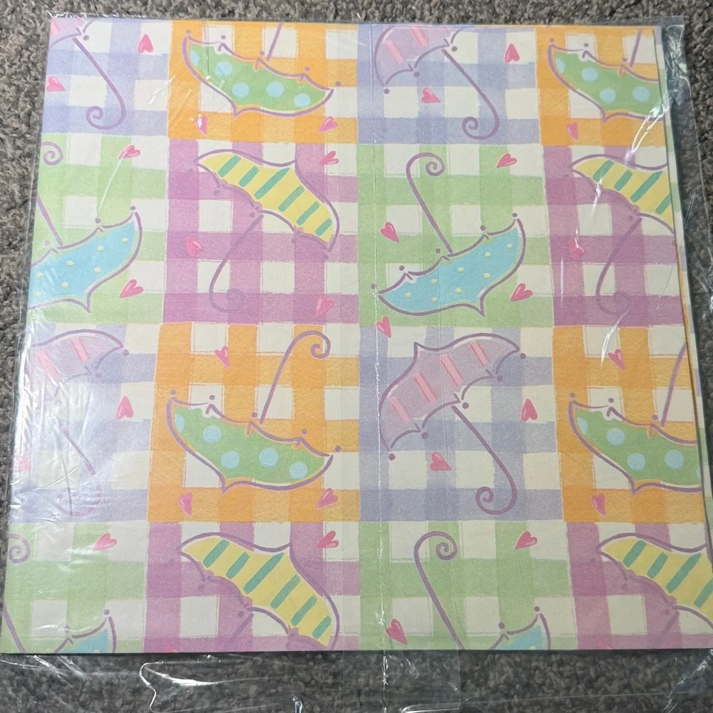 5/$25 VINTAGE Baby Shower Wrapping Paper Umbrellas